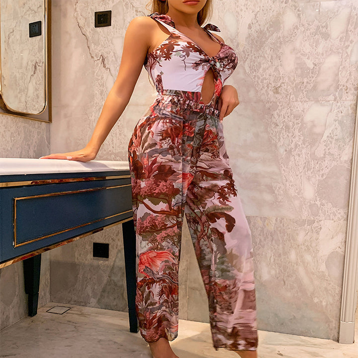 Women's jumpsuit with floral pattern and casual cut Mune Fashion