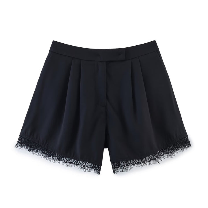 Women Cropped Blazer with Lace Trim, Tailored Single Button Silhouette Mune Fashion