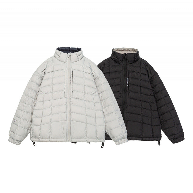 Unisex Short Boxy Insulation Jacket with Light Thermal Padding, High Stand-Up Collar and Drawstring Hem Mune Fashion
