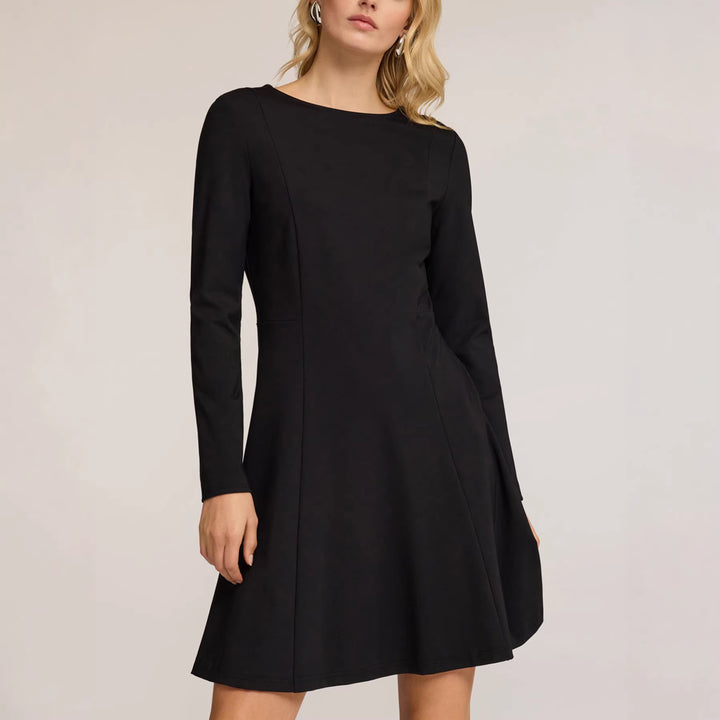 Women's Elegant flowing chiffon dress with gathered waist yoke, long balloon sleeves and tie collar Mune Fashion