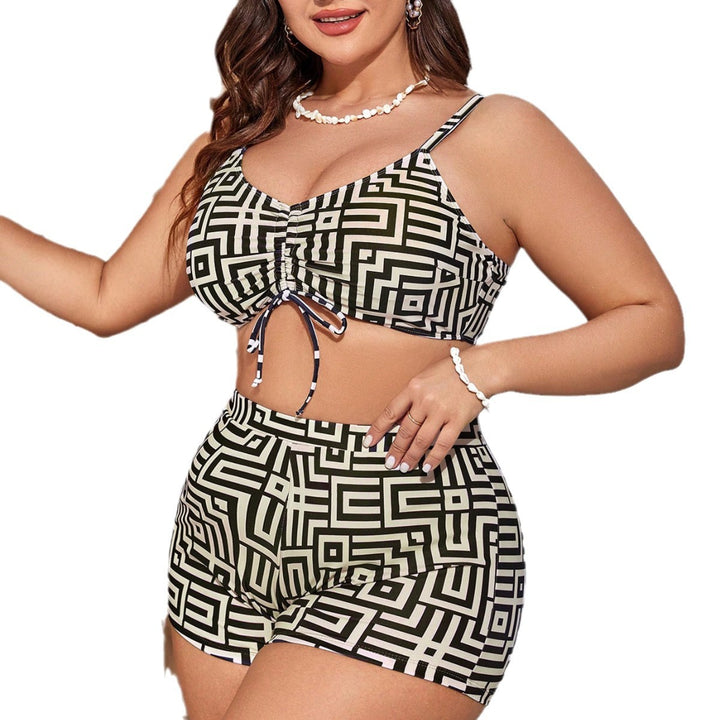Women's bikini set with transparent cover-up and fashionable geometric pattern Mune Fashion