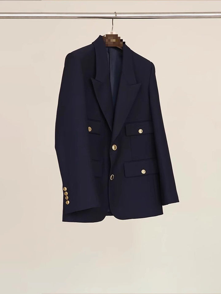 Women Elegant Double-breasted Blazer Mune Fashion