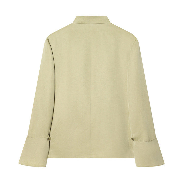 Women's Asymmetric Blouse Jacket with Stand-Up Collar and Flared Cuffs Mune Fashion