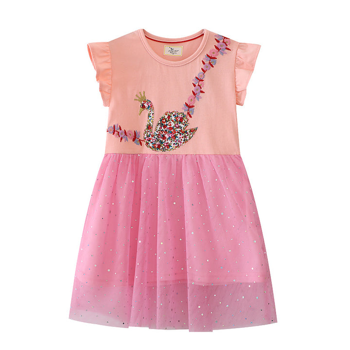 Girl tulle dress with floral appliqués Mune Fashion