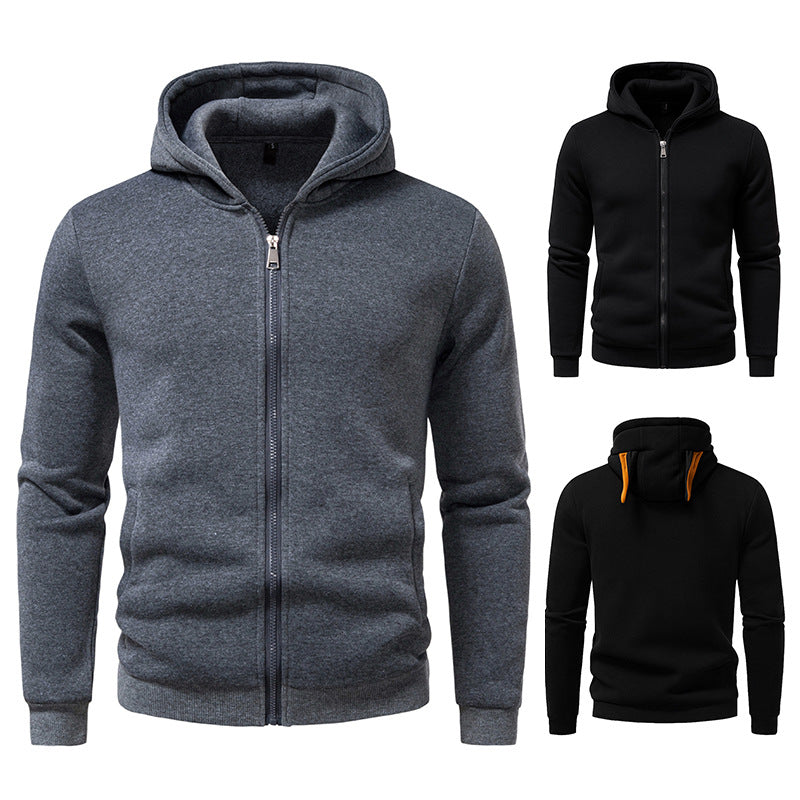 Men's hooded sweat jacket with full zip, fleece lined and slim fit Mune Fashion