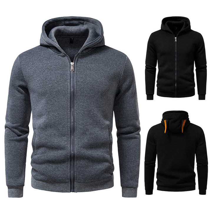 Men's hooded sweat jacket with full zip, fleece lined and slim fit Mune Fashion