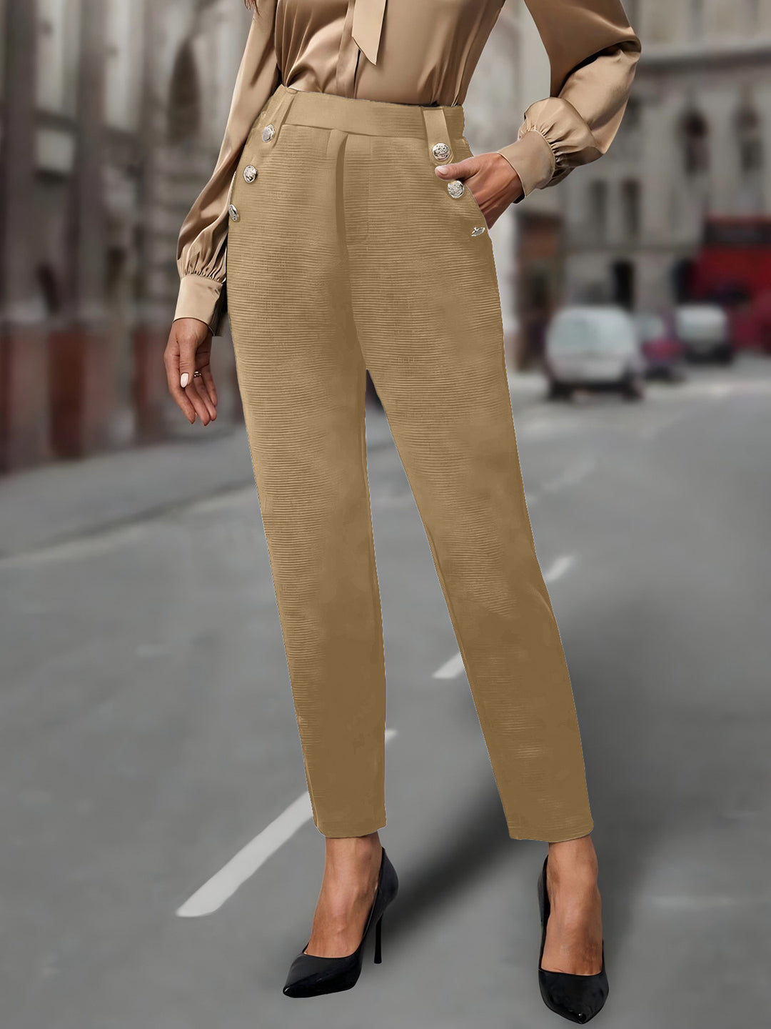 Women Elegant and Figure-Hugging High-Waist Pants Mune Fashion