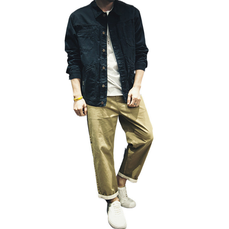 Men's utility shirt jacket made of canvas with patch pockets and continuous button placket Mune Fashion