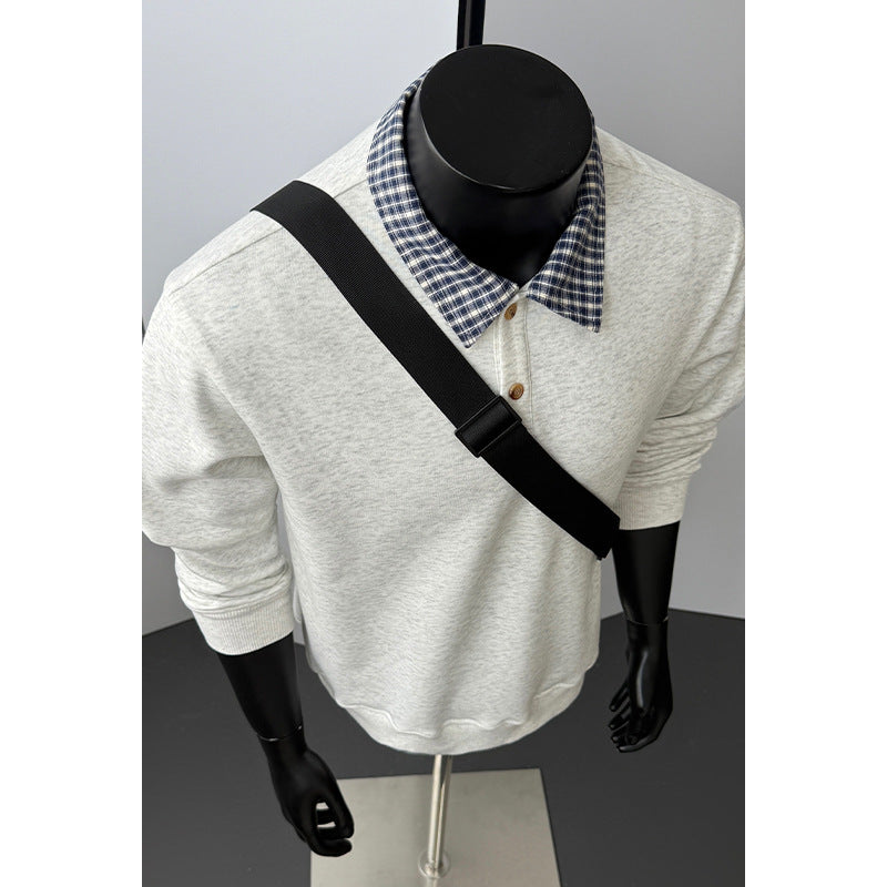 Men's Sports Sweatshirt with Collar and Shoulder Strap Mune Fashion