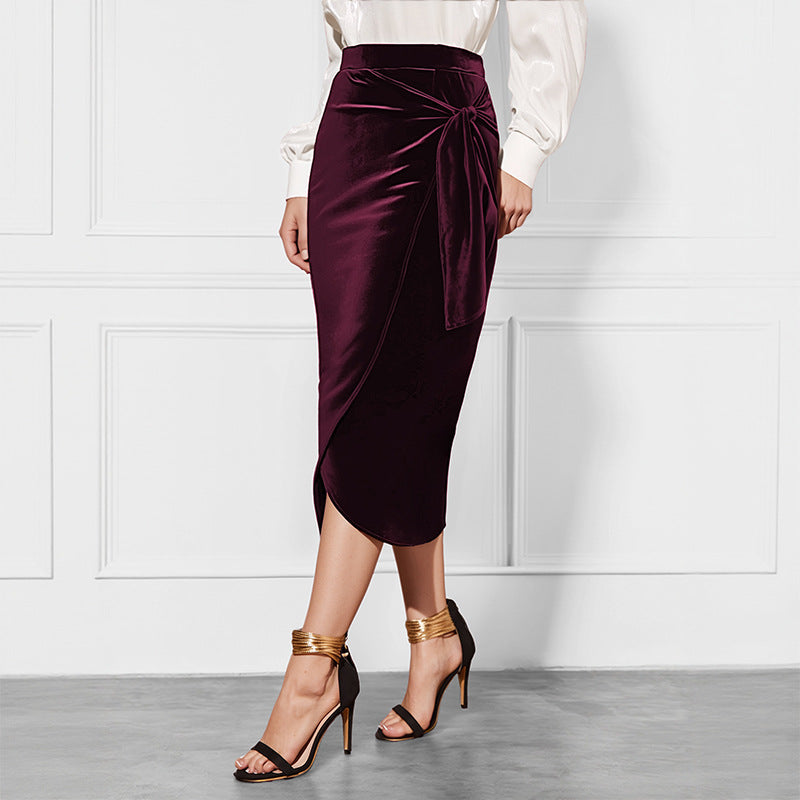 Ladies Elegant Wrap Skirt with Waist Belt Mune Fashion