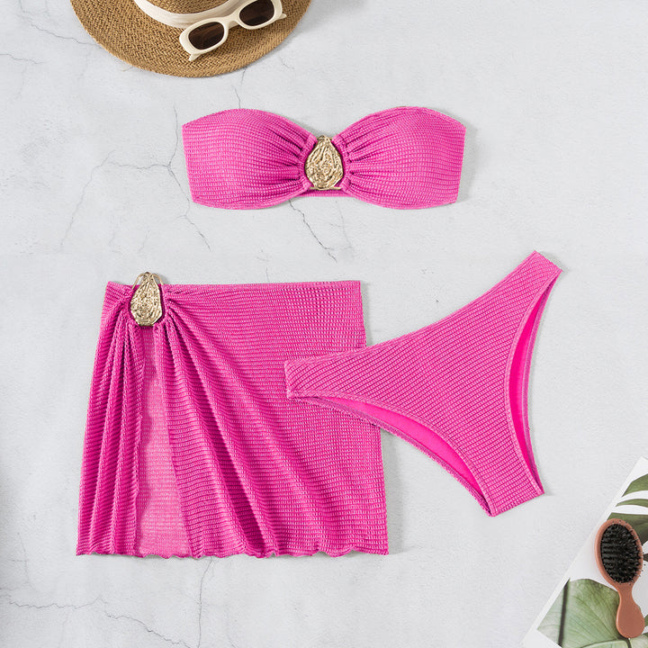 Ladies Bandeau Bikini Set with stylish pleat detail Mune Fashion