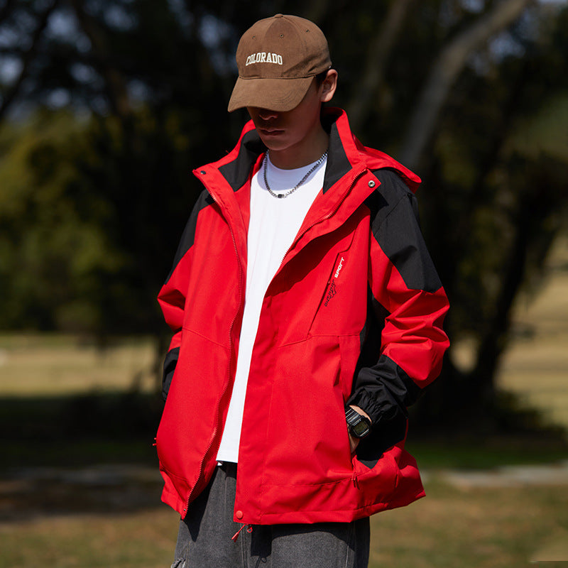 Women two-layer water-repellent outdoor jacket with hood, waist adjustment and contrast piping Mune Fashion
