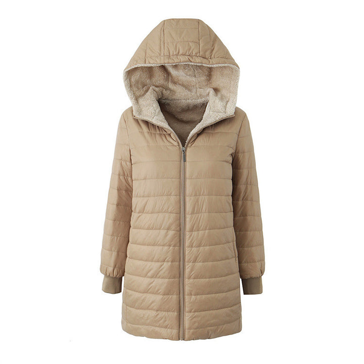 Women's quilted coat with teddy lining, hood, and warming padding Mune Fashion