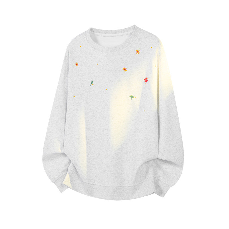 Women's Sports Sweatshirt with Floral Embroidery Mune Fashion