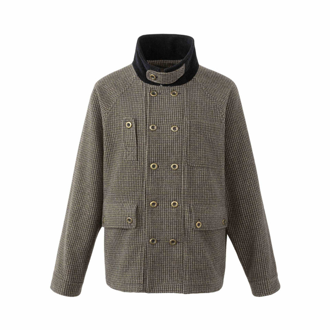 Men's double-breasted wool blend blouson with corduroy collar and patch pockets Mune Fashion