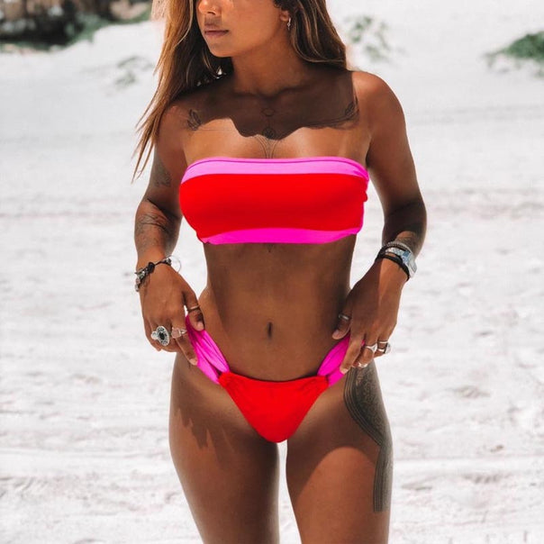 Women's bandeau bikini with contrasting colors Mune Fashion