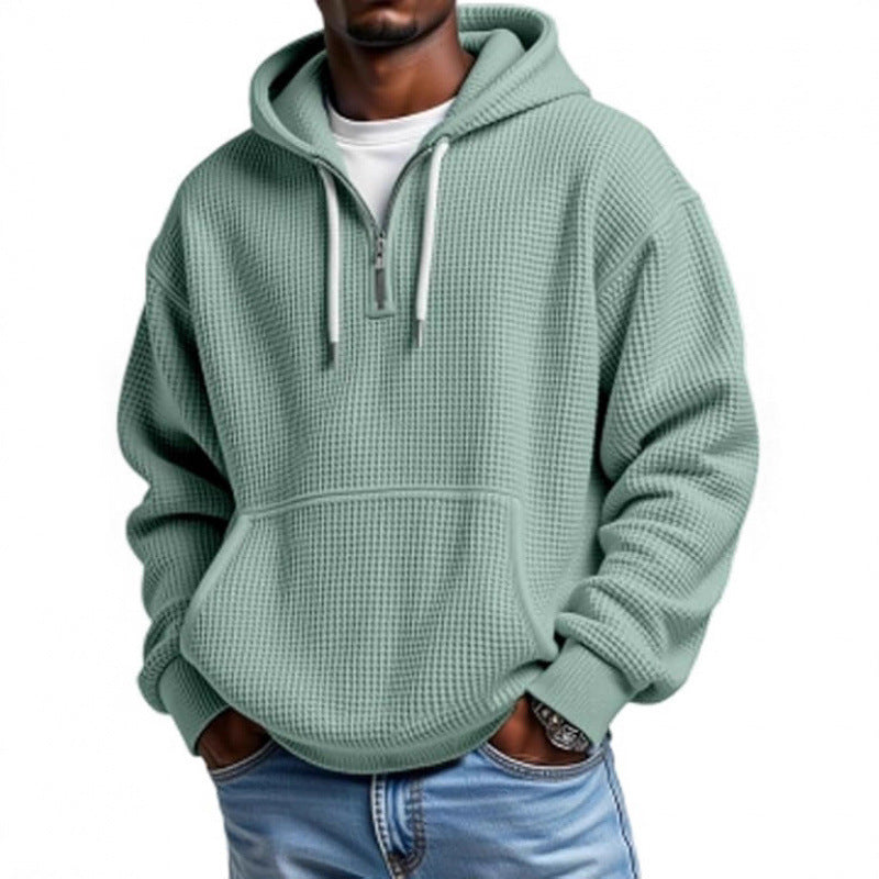 Men's Fashionable Hooded Sweater with Waffle Texture Mune Fashion