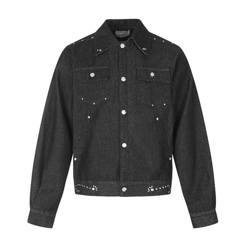 Ladies short trucker jacket made of canvas with decorative eyelets, snap button front and flap pockets Mune Fashion