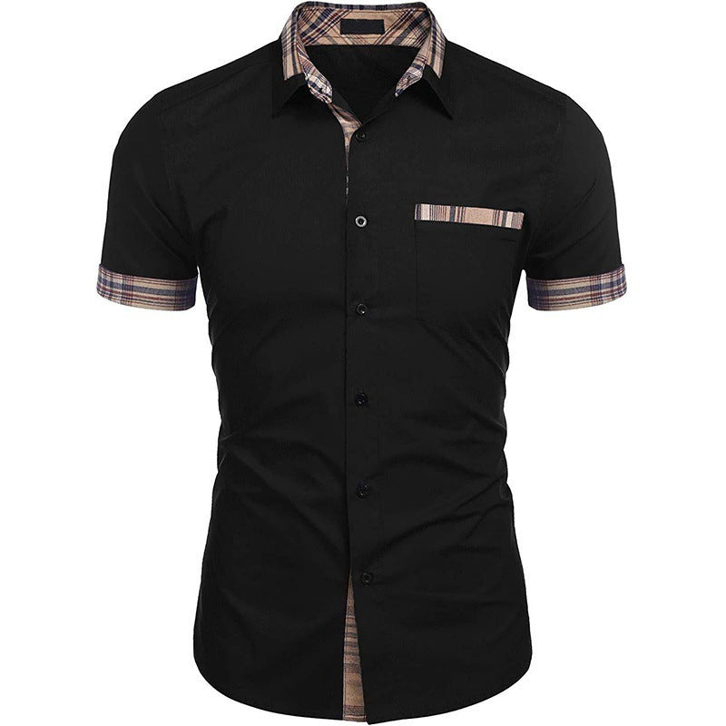 Men's Short-Sleeve Shirt with Classic Check Pattern and Modern Cut Mune