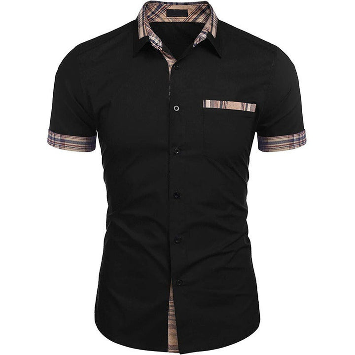 Men's Short-Sleeve Shirt with Classic Check Pattern and Modern Cut Mune