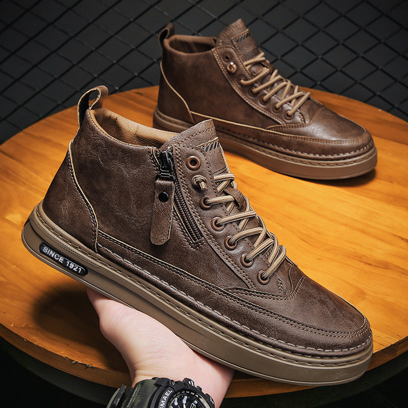Women's High Sneakers with Durable Upper Material and Practical Zipper Mune Fashion