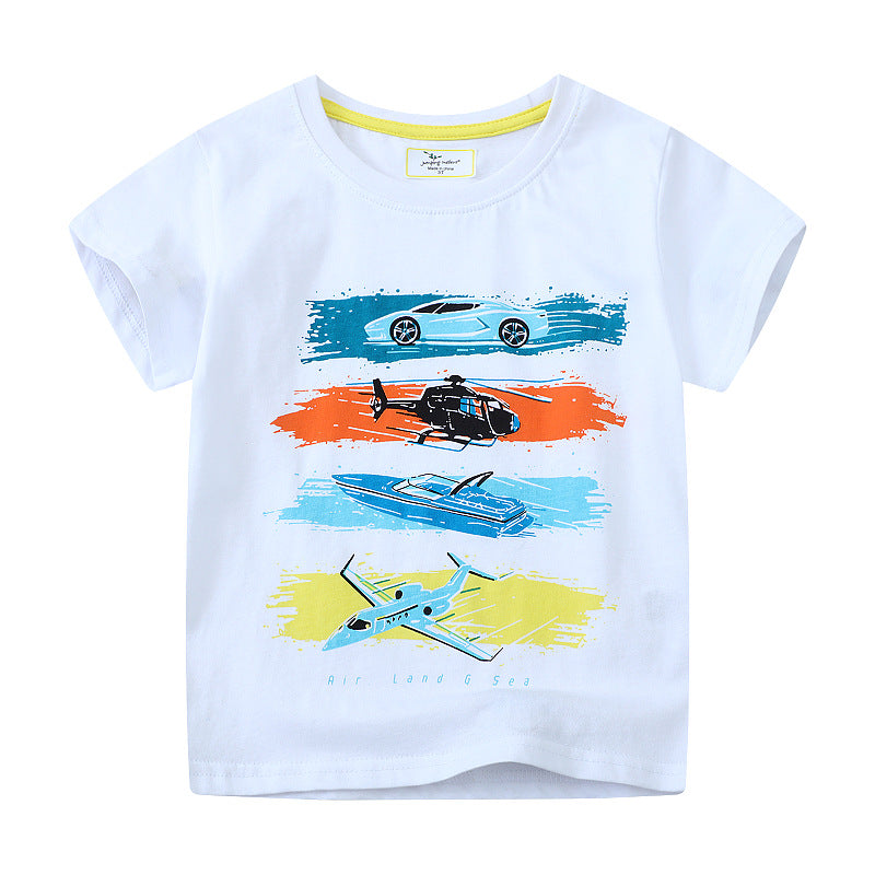 Boys Short Sleeve T-Shirt with Exciting Vehicle Design Mune Fashion