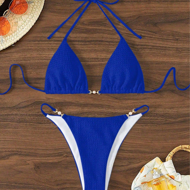 Women's Triangle Bikini with fashionable lacing details and elegant accents Mune Fashion