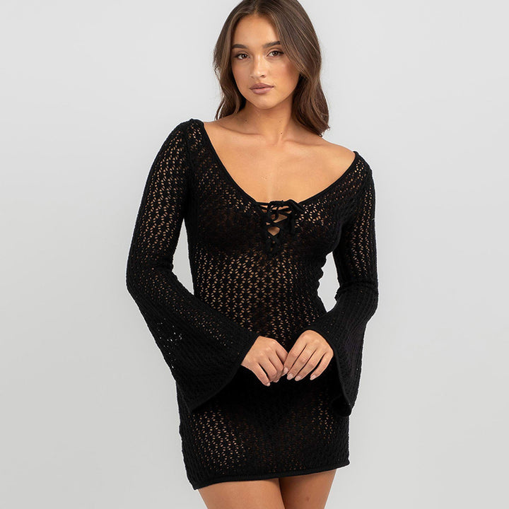 Ladies airy crochet maxi coat Mune Fashion