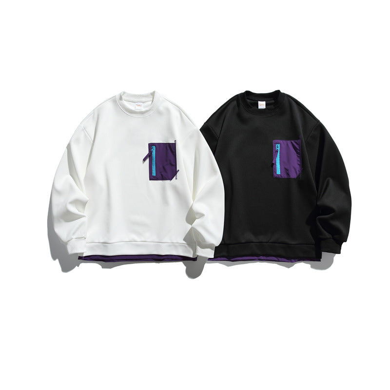 Unisex Oversize sweatshirt with contrasting zip chest pocket and double-layered hem Mune Fashion