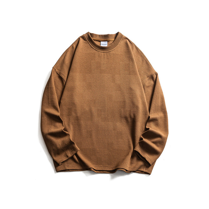 Unisex coarse structured waffle knit long sleeve sweater in oversized fit with round neckline Mune Fashion