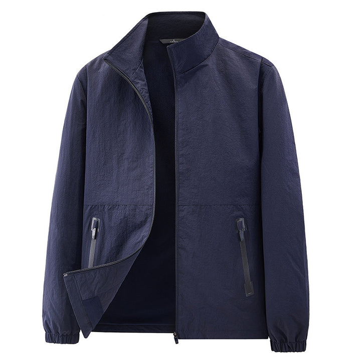 Men's minimalist functional jacket with stand-up collar, breathable mesh lining, and water-repellent zippers Mune Fashion