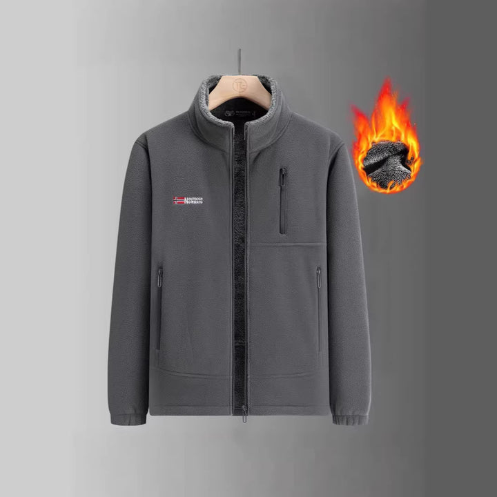 Men's Thermo Fleece Jacket with Sherpa Lining, Stand-Up Collar and Zipper Pockets Mune Fashion