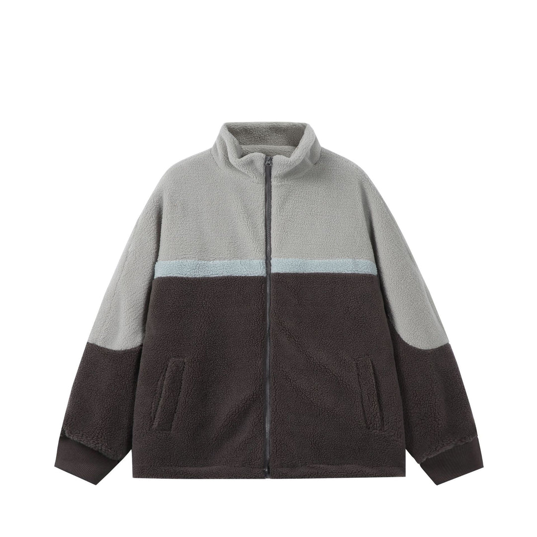 Unisex Oversized Sherpa-Fleece Jacket with Stand Collar and Front Zip Mune Fashion