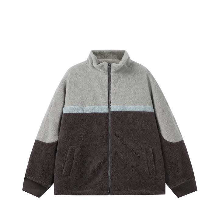 Unisex Oversized Sherpa-Fleece Jacket with Stand Collar and Front Zip Mune Fashion