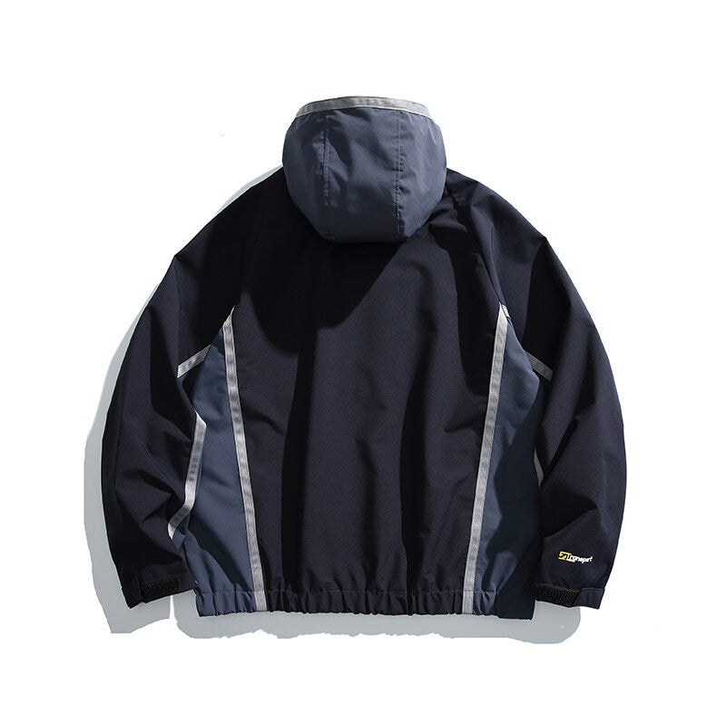 Unisex Water-repellent technical hooded jacket with reflective piping and elastic hem Mune Fashion
