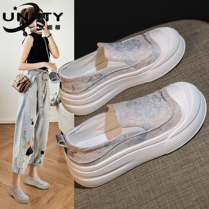 Ladies Slip-On Sneakers with elastic upper material and cushioned sole Mune Fashion