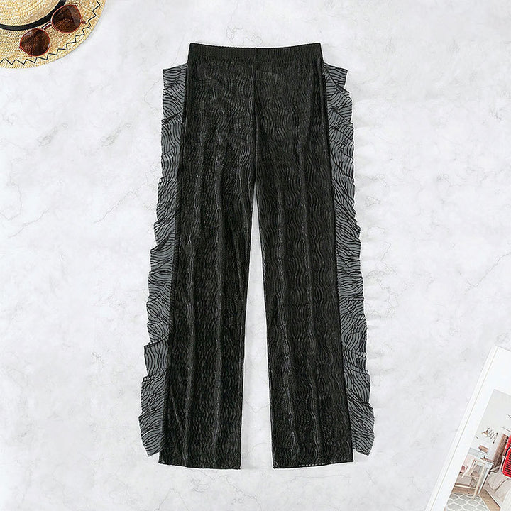 Ladies transparent beach trousers with sophisticated ruffle detail Mune Fashion