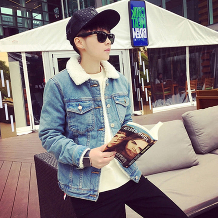 Men's denim jacket with teddy lining Mune Fashion
