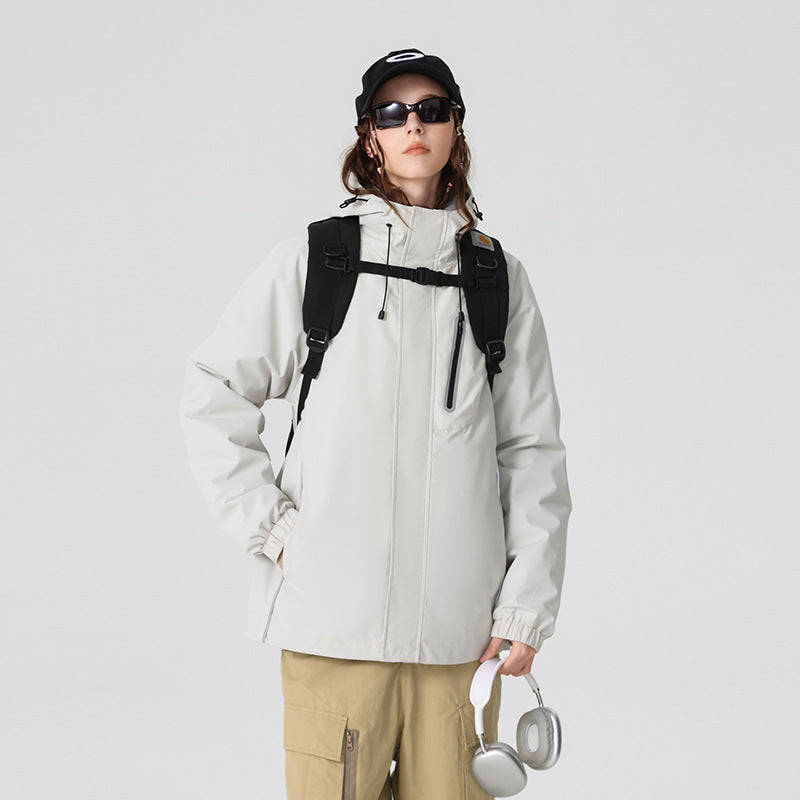 Men's windproof breathable rain and softshell jacket with adjustable hood and reflective inserts Drune