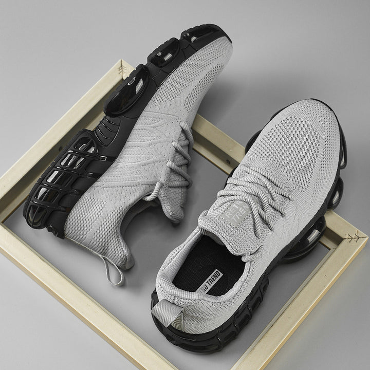 Unisex breathable knit sneakers with integrated air capsule cushioning and flexible rubber shell Mune Fashion