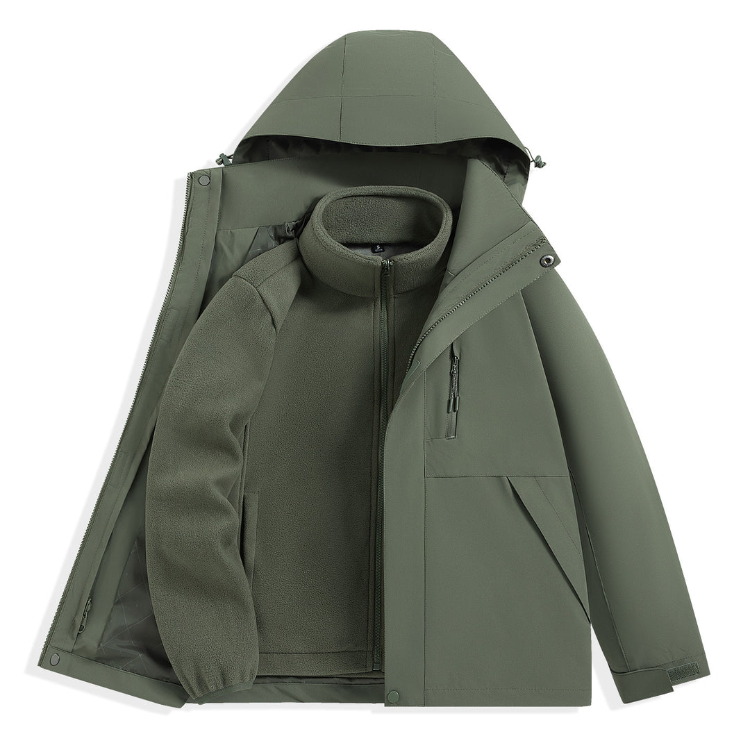 Men's two-layer outdoor parka with removable fleece inner jacket and hood Mune Fashion