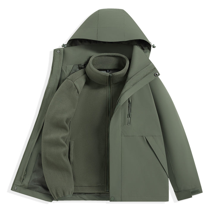 Men's two-layer outdoor parka with removable fleece inner jacket and hood Mune Fashion