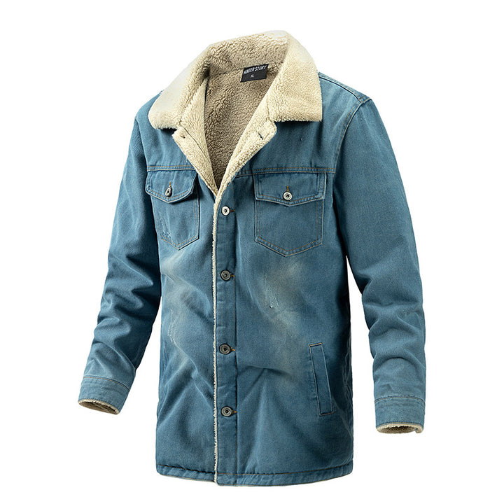 Men's Padded Denim Jacket with Sherpa Lining and Extended Outdoor Cut Mune Fashion