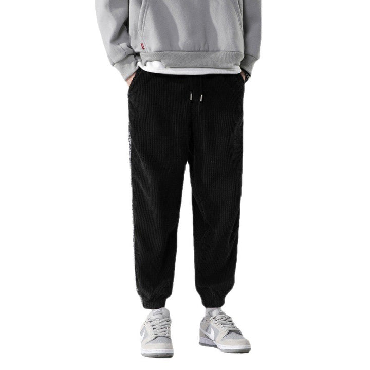 Men's cord joggers with bandana side insert, elastic waistband, tapered ankles and ribbed textured fabric Mune Fashion