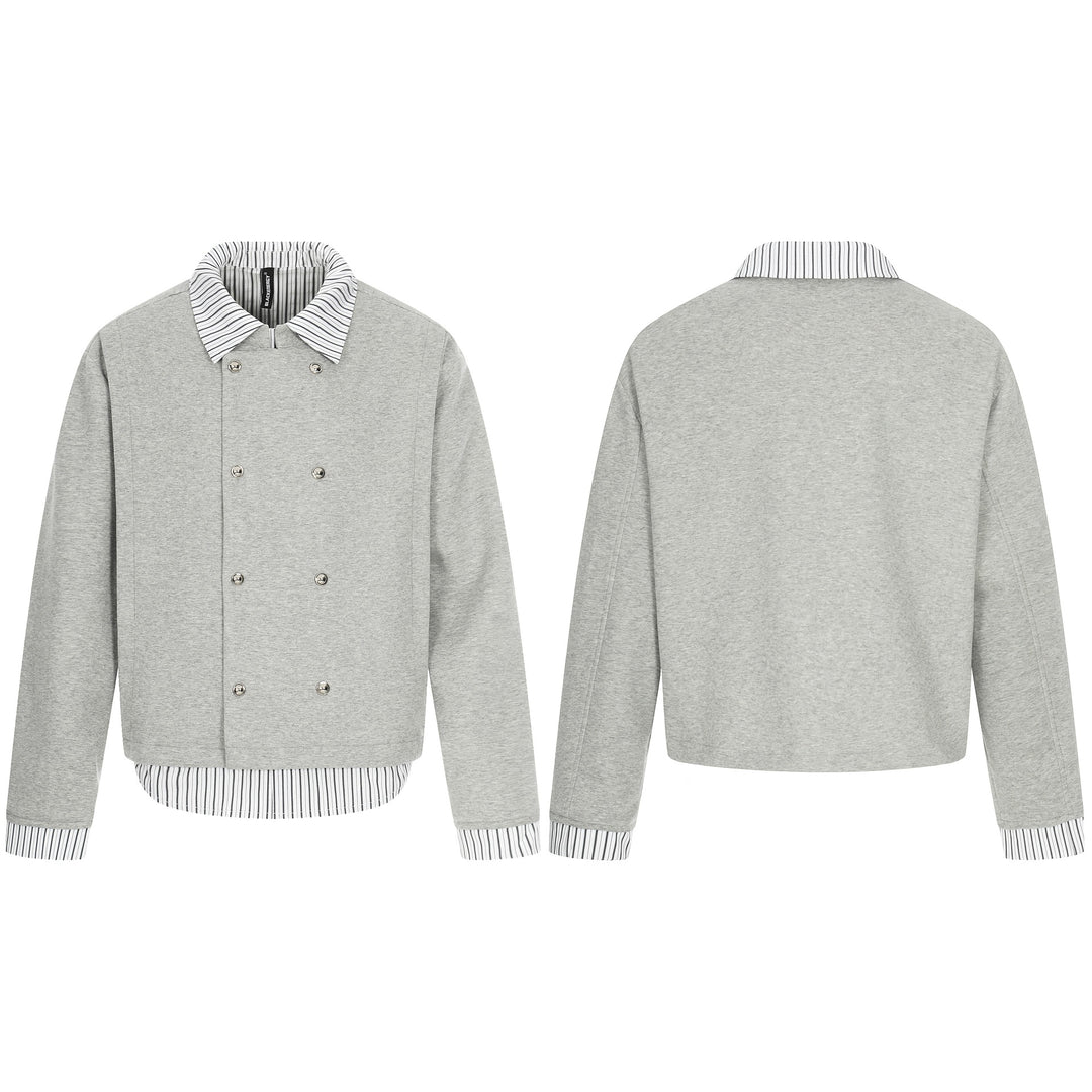 Men's short jacket with double-breasted button placket and shirt collar look Mune Fashion