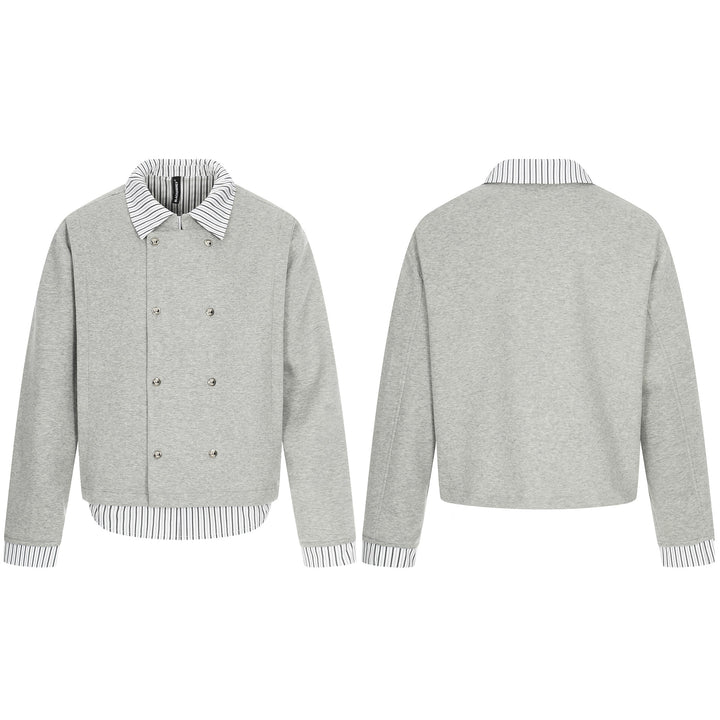 Men's short jacket with double-breasted button placket and shirt collar look Mune Fashion