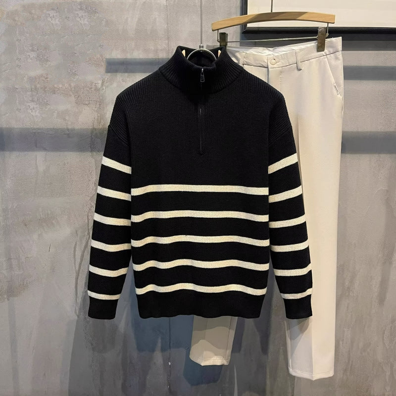 Men's Stylish Knit Sweater with Stand-up Collar Mune Fashion