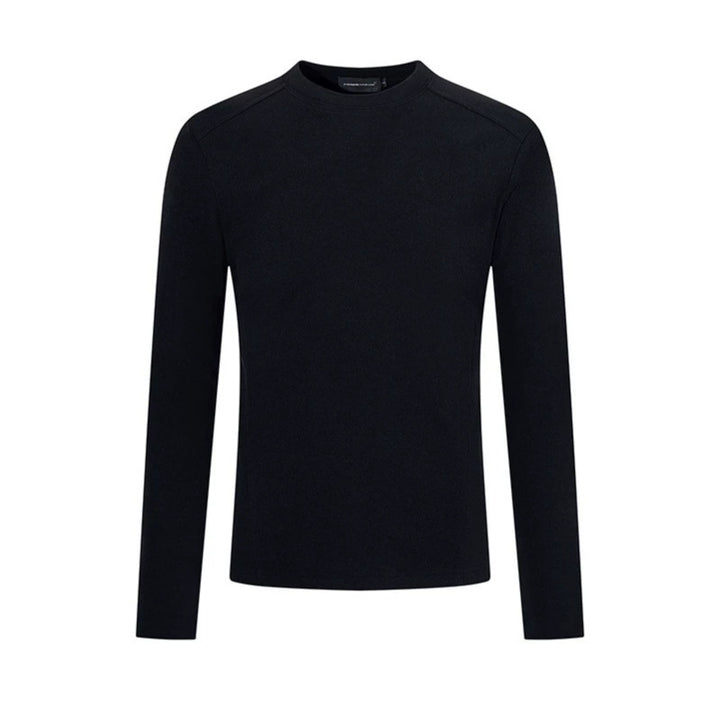 Men's Breathable Slim-Fit Fine Knit Long Sleeve Shirt with Round Neck Mune Fashion