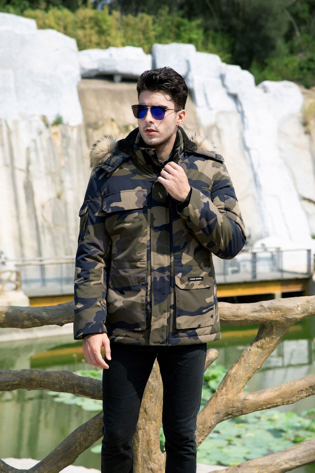 Men's insulated field parka with detachable faux fur collar and multiple pockets Mune Fashion