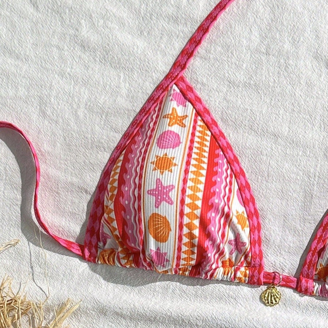 Women's Triangle Bikini with Colorful Pattern Mune Fashion